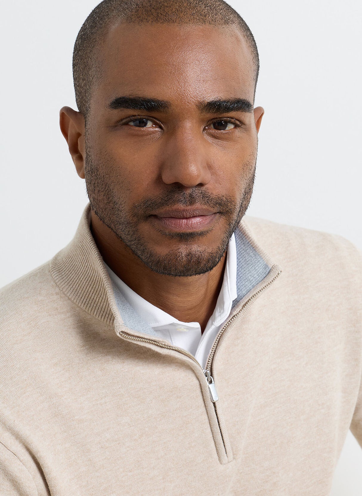 PETER MILLAR Coolspun Lite Cotton Quarter-Zip Sweater – Men's Classic Fit – Truffle