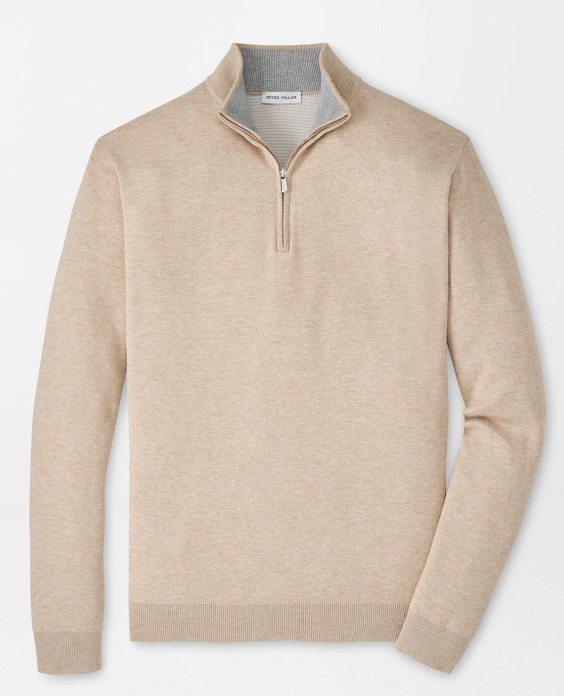 PETER MILLAR Coolspun Lite Cotton Quarter-Zip Sweater – Men's Classic Fit – Truffle