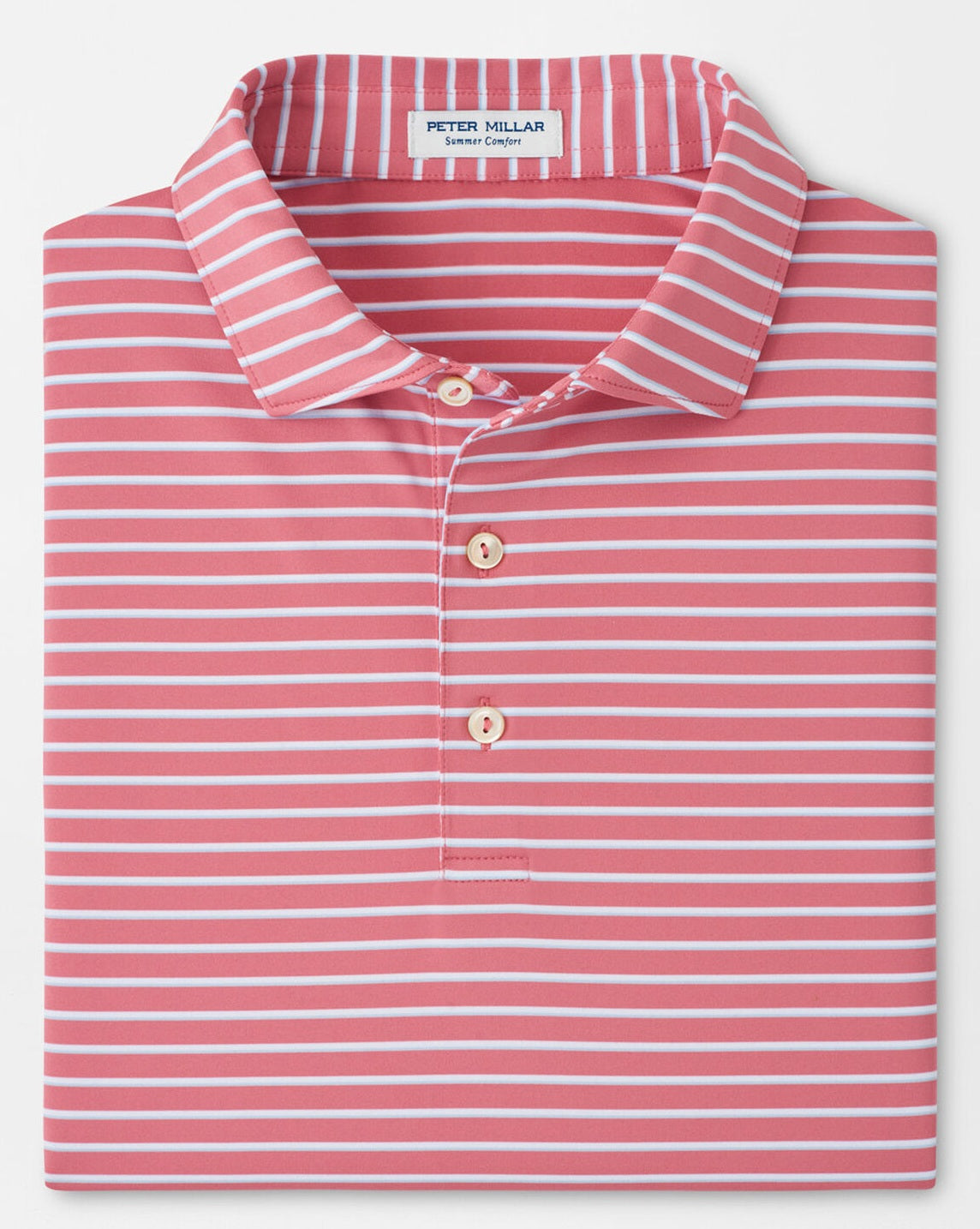 PETER MILLAR Dunnes Stripe Performance Jersey Polo Shirt – Men’s Classic Fit – Chili Red
