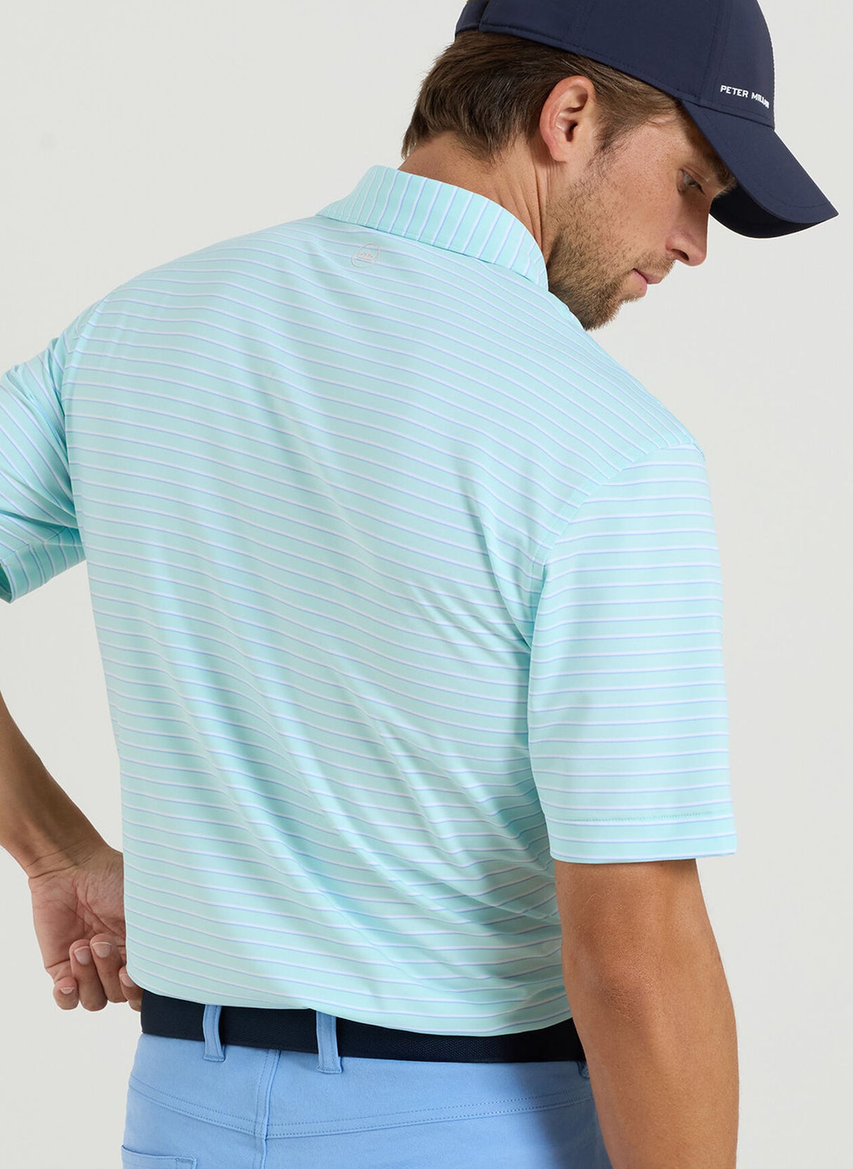 PETER MILLAR Dunnes Stripe Performance Jersey Polo Shirt – Men’s Classic Fit – Clearwater