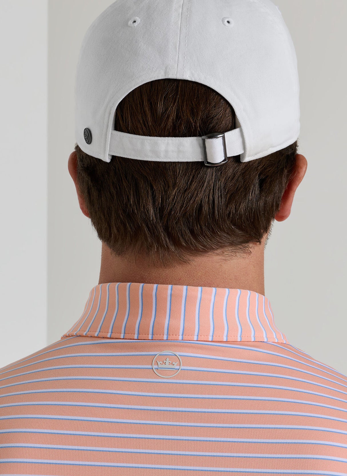 PETER MILLAR Dunnes Stripe Performance Jersey Polo Shirt – Men’s Classic Fit – Summer Apricot