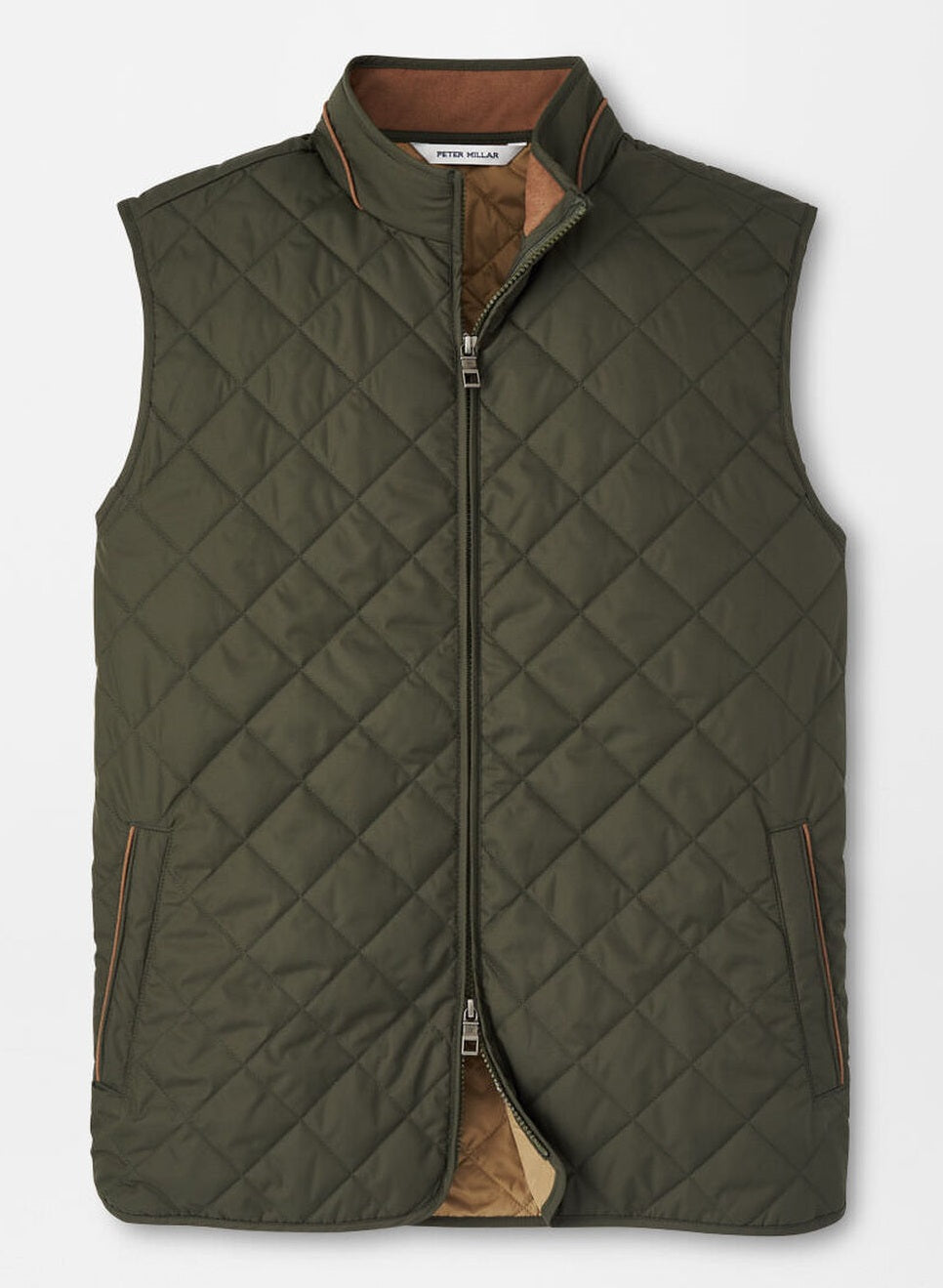 PETER MILLAR Essex Quilted Gilet - Men's Classic Fit - Dark Olive