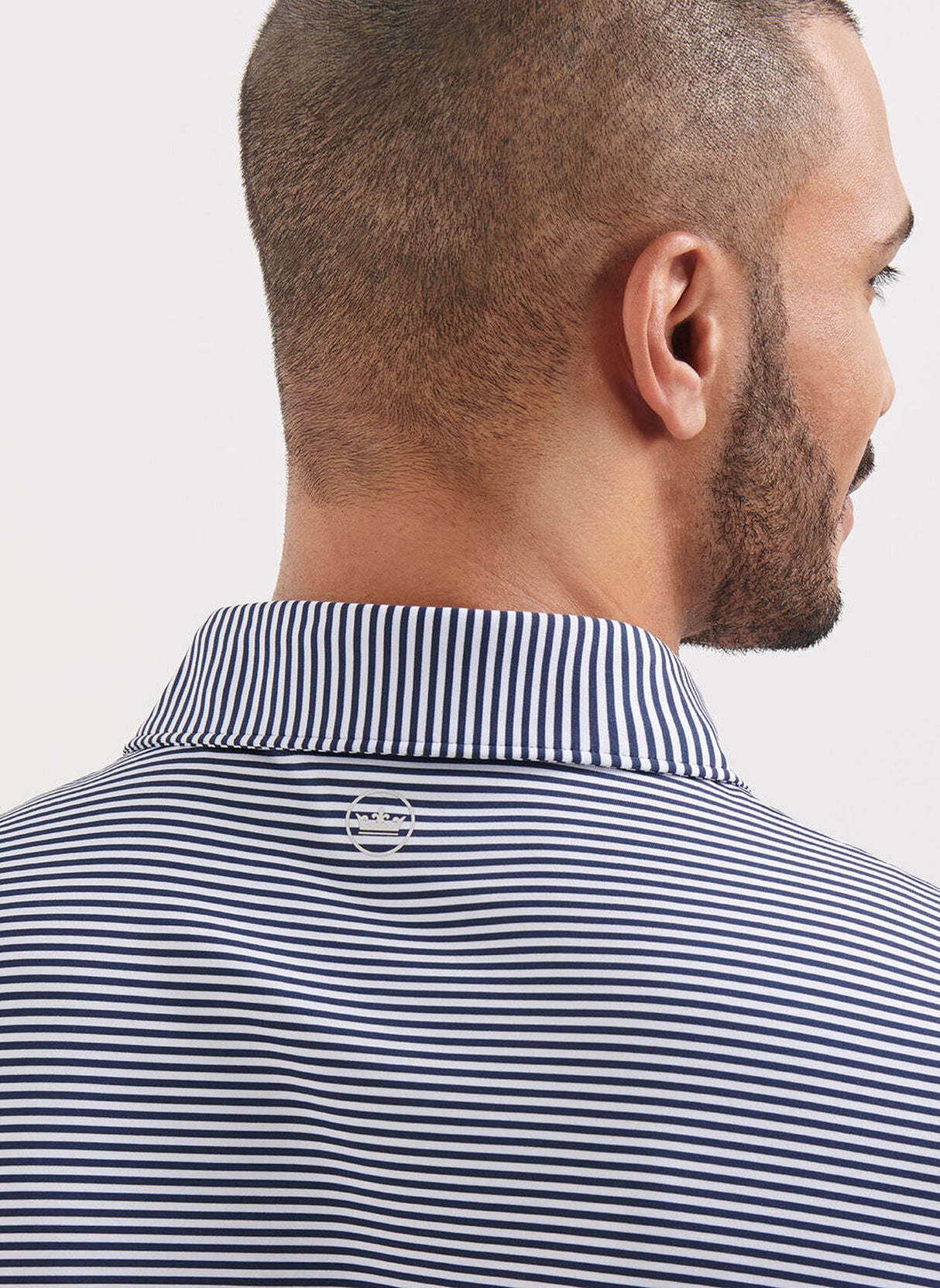 PETER MILLAR Hales Stripe Performance Jersey Polo Shirt – Men’s Classic Fit – Navy