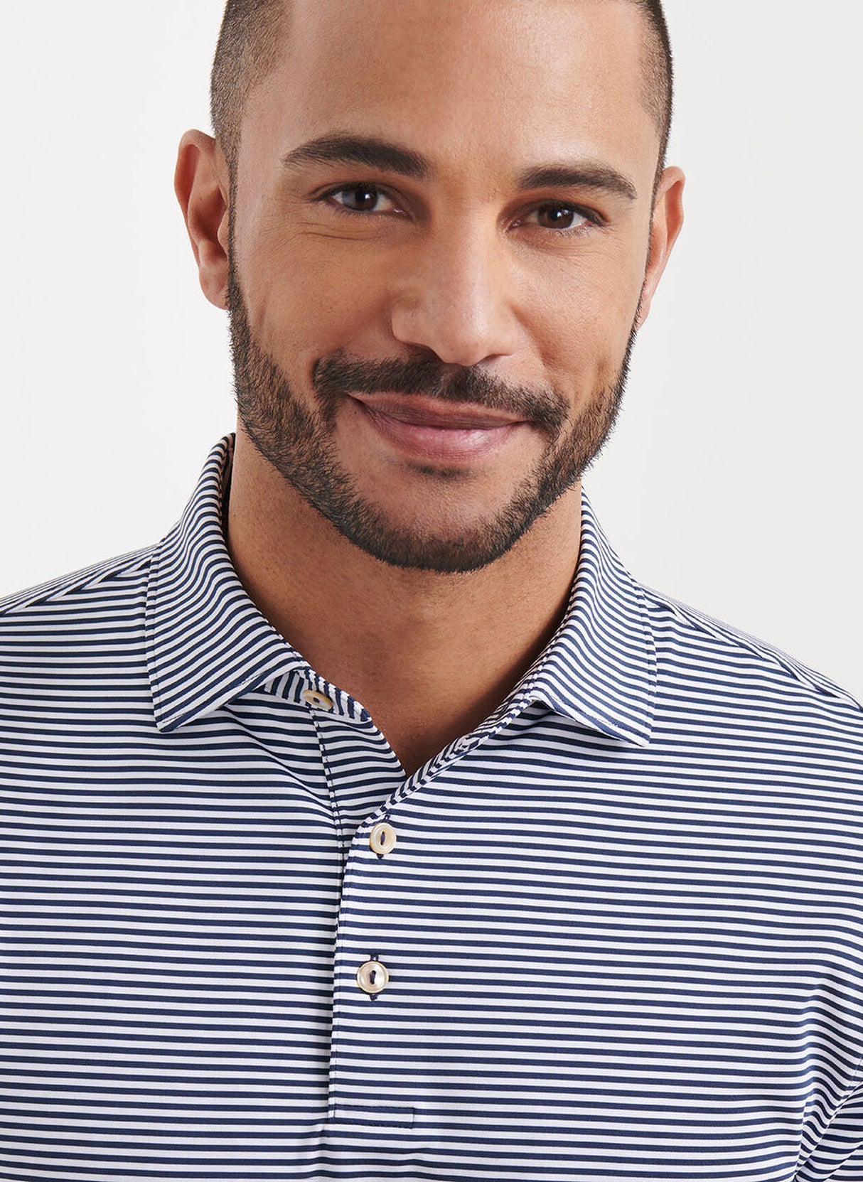 PETER MILLAR Hales Stripe Performance Jersey Polo Shirt – Men’s Classic Fit – Navy