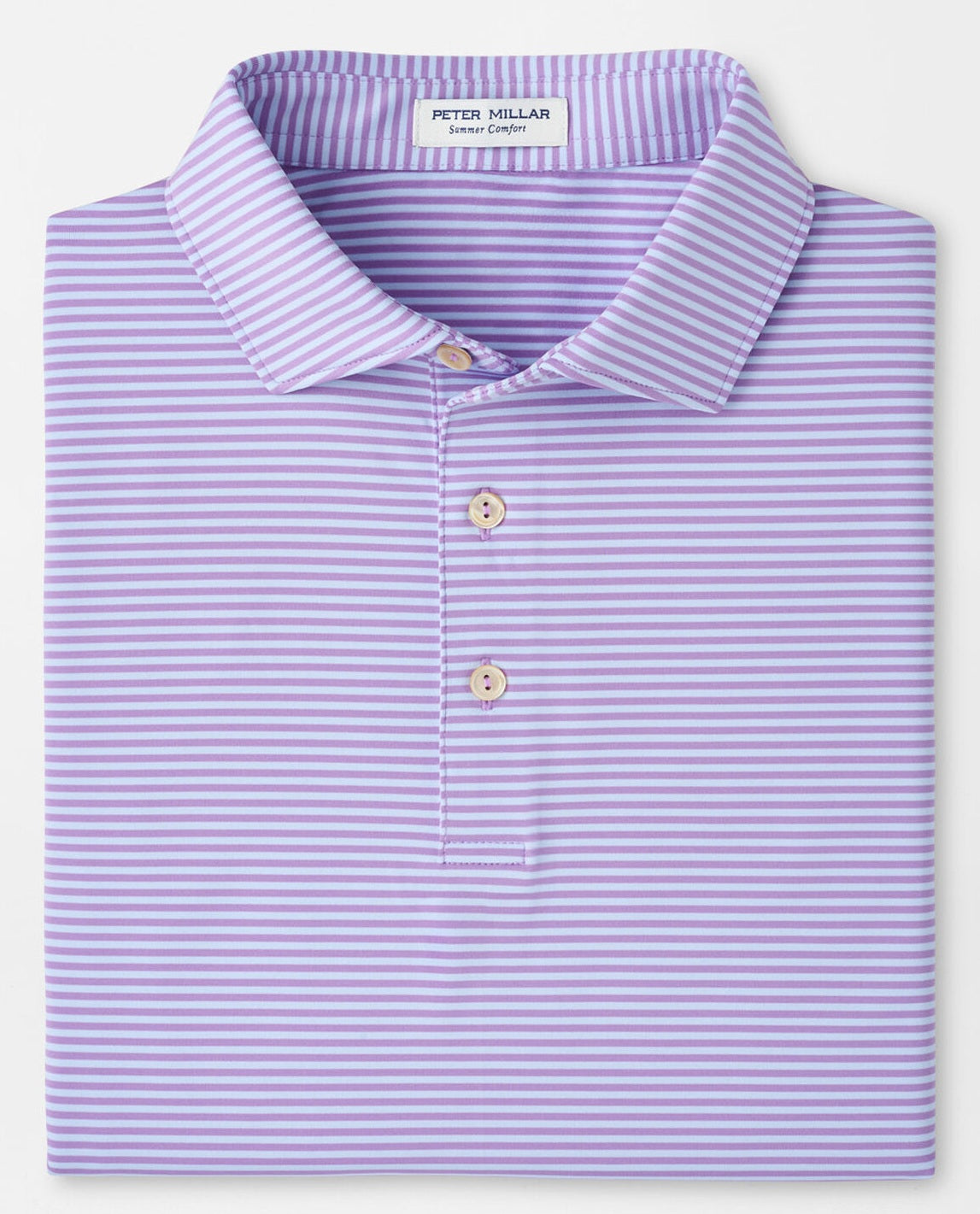 PETER MILLAR Hales Stripe Performance Jersey Polo Shirt – Men’s Classic Fit – Purple Iris