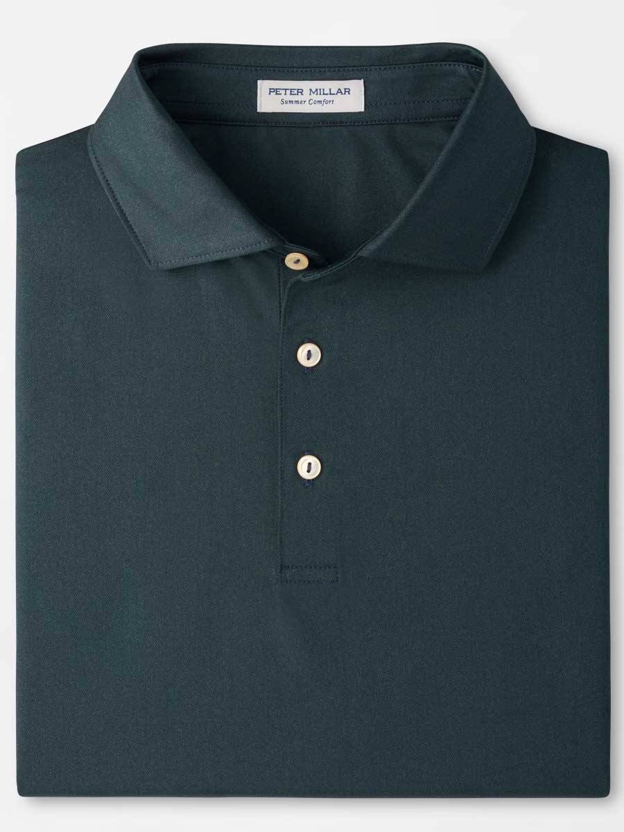 PETER MILLAR Herringbone Performance Jersey Polo Shirt - Men's Classic Fit - Navy