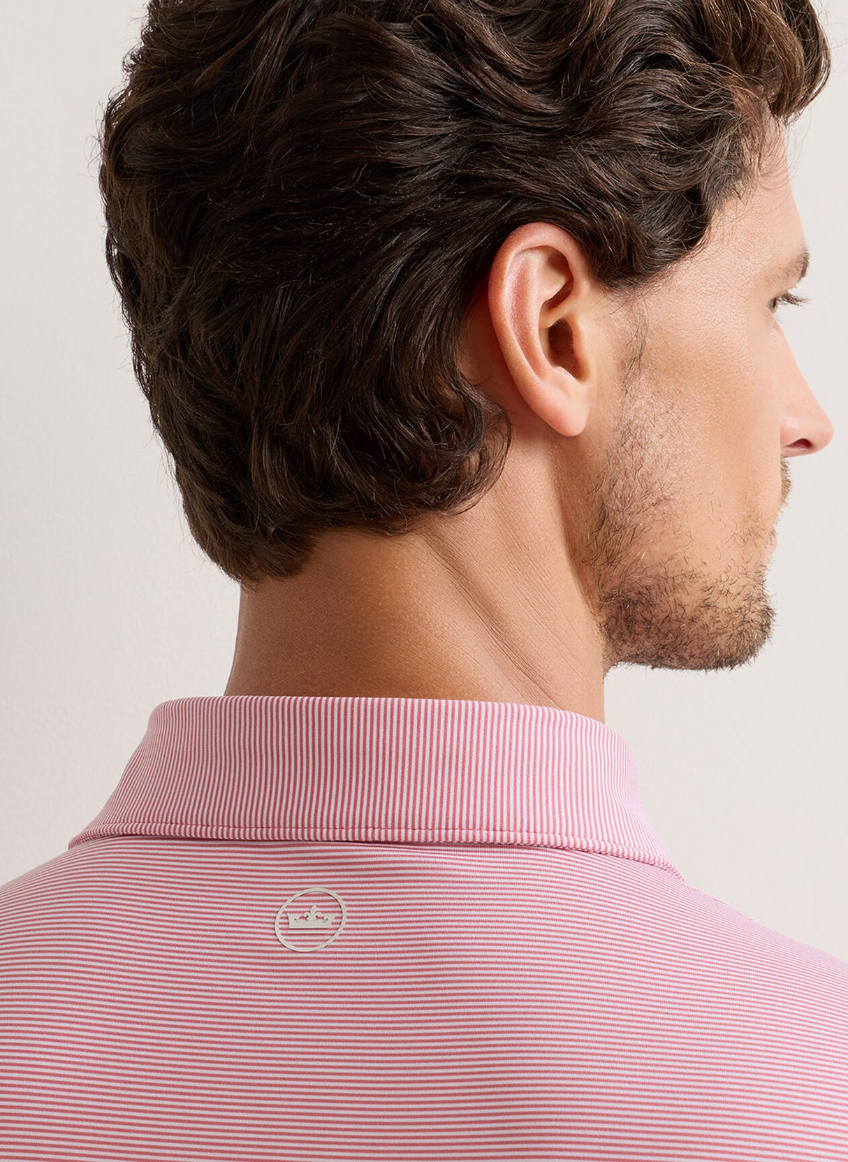 PETER MILLAR Jubilee Stripe Performance Jersey Polo Shirt – Men’s Classic Fit – Chili Red