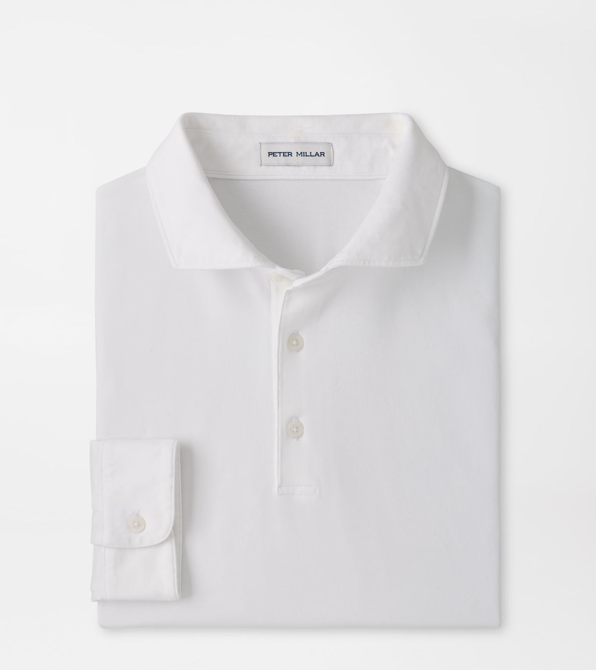 Peter Millar Crown Flex Cotton Long-Sleeve Polo in White - view 1