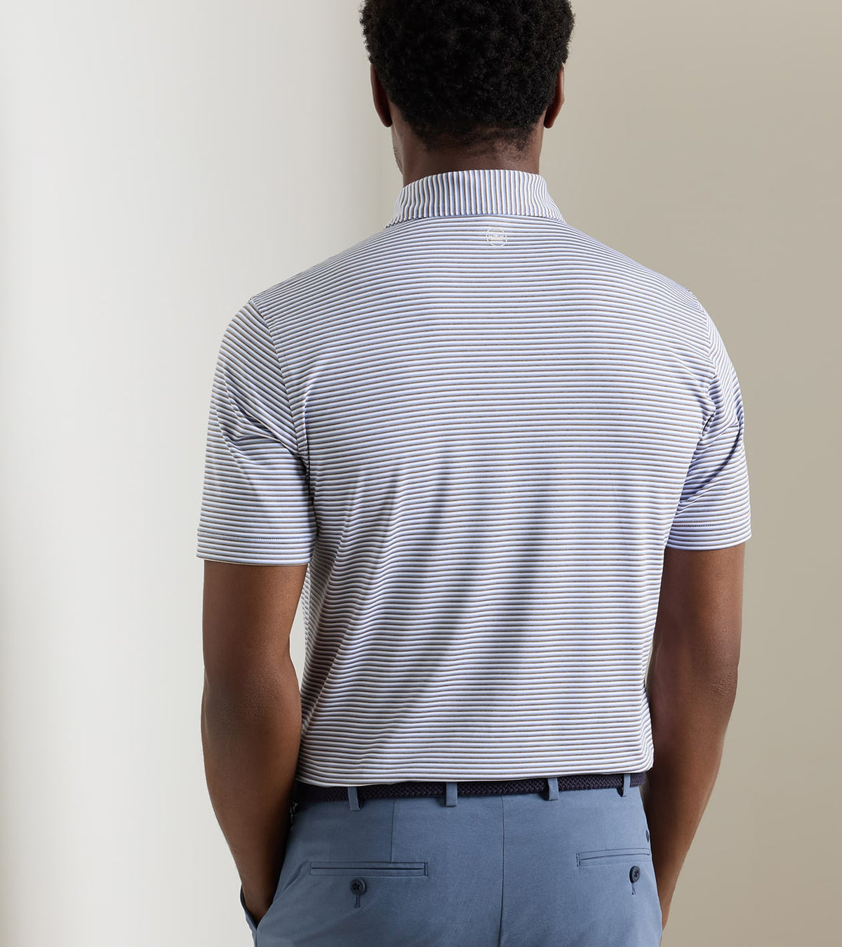 Peter Millar Rondo Performance Jersey Polo in White / Light Mocha - view 3