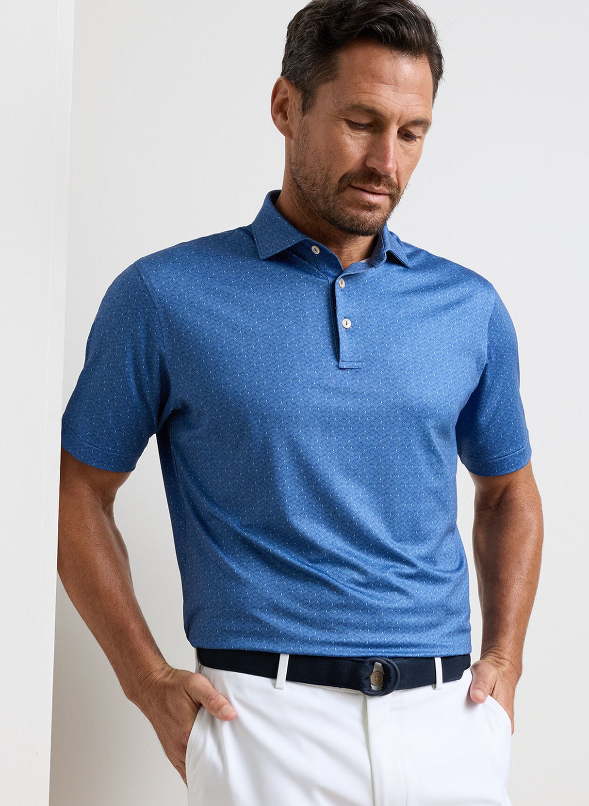 PETER MILLAR Negroni Performance Jersey Polo Shirt - Men's Classic Fit - Windsor Blue