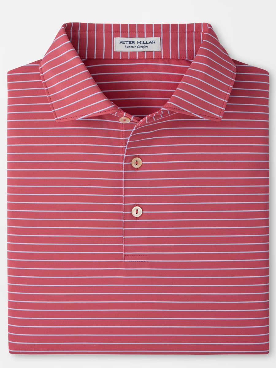 PETER MILLAR Oaks Performance Jersey Polo Shirt - Men's Classic Fit - Red Coral