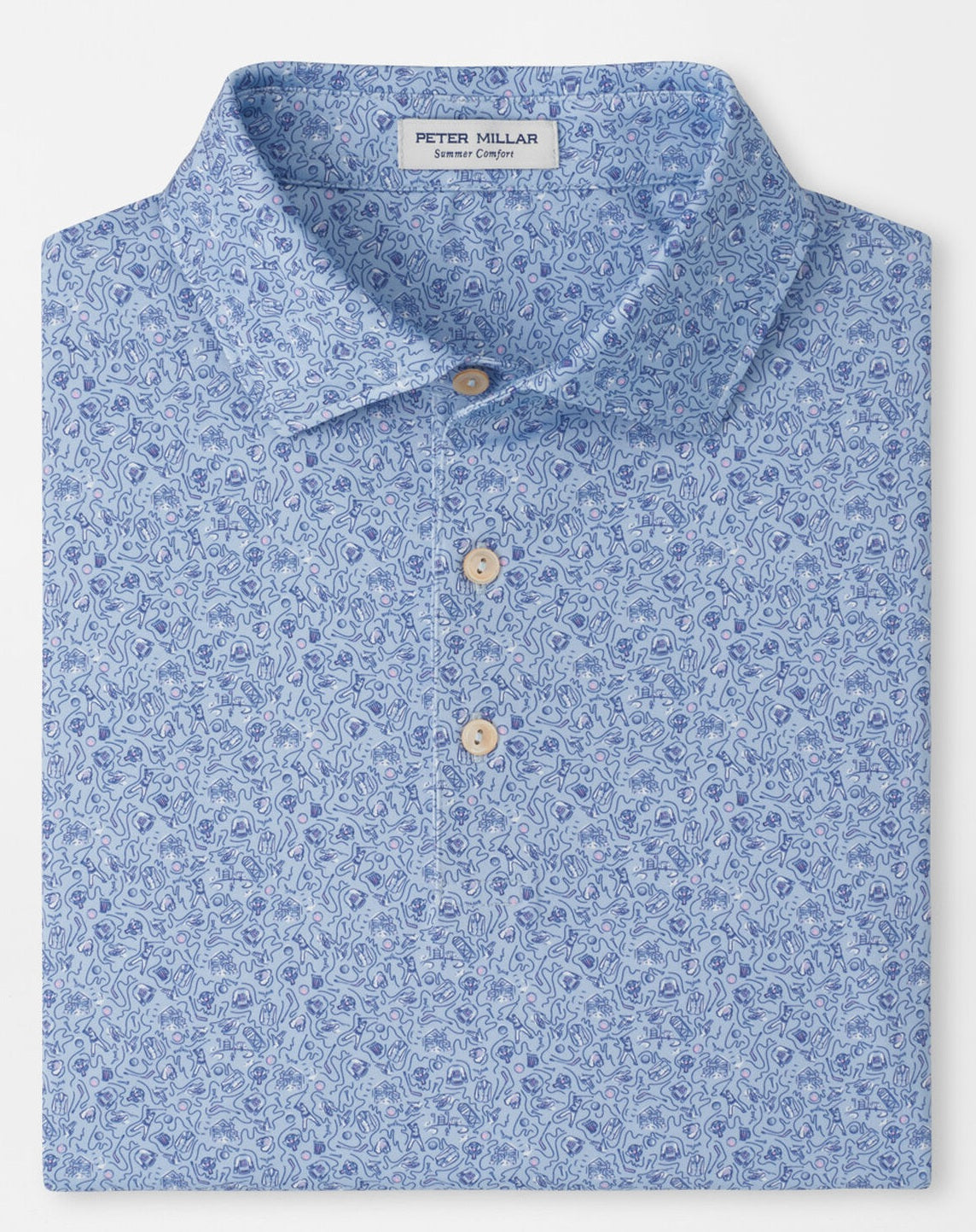 PETER MILLAR Parker Performance Jersey Polo Shirt - Men's Classic Fit - Stream Blue