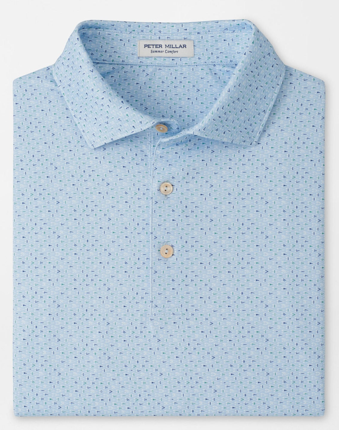 PETER MILLAR Pennants Performance Jersey Polo Shirt - Men's Classic Fit - Stream Blue