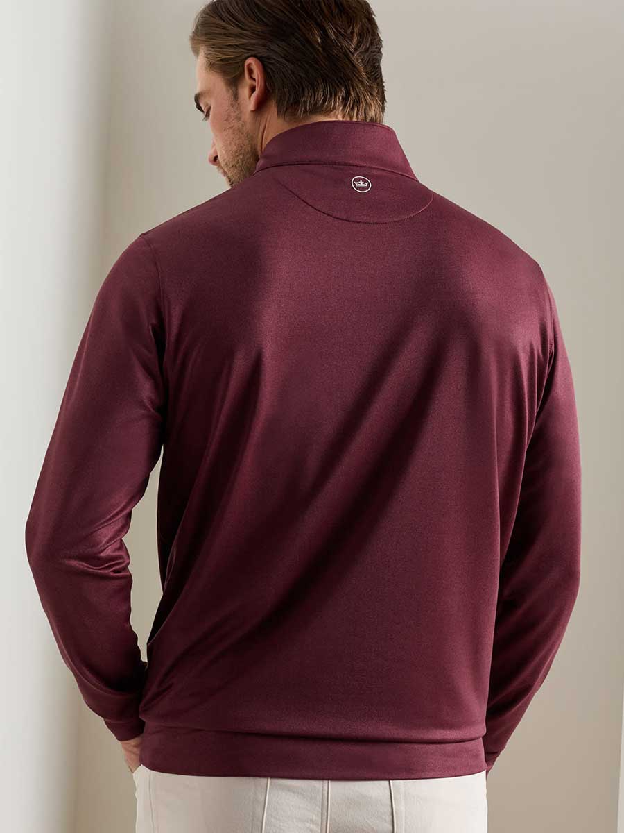 PETER MILLAR Perth Herringbone Performance Quarter Zip Sweater - Mens - Bordeaux