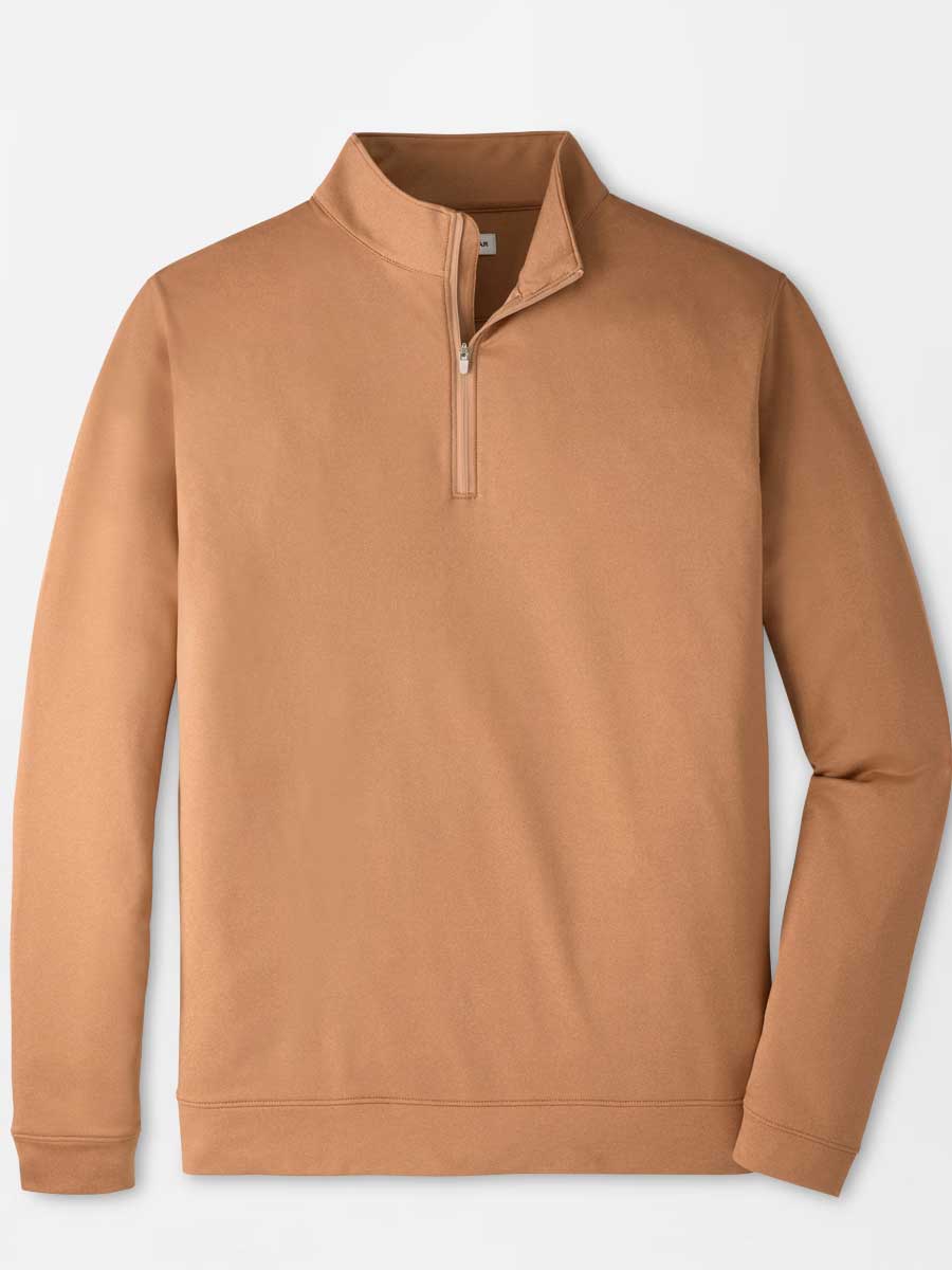 PETER MILLAR Perth Melange Performance Quarter Zip Sweater - Mens - Dark Amber