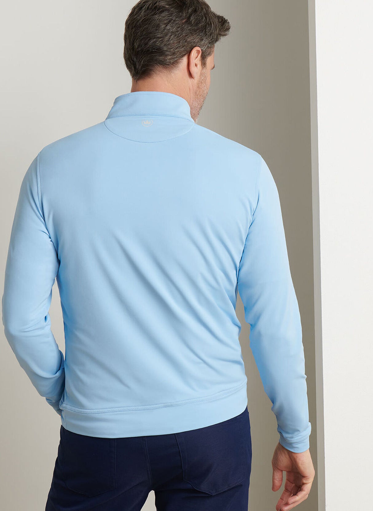 PETER MILLAR Perth Performance Quarter Zip Sweater - Mens - Cottage Blue