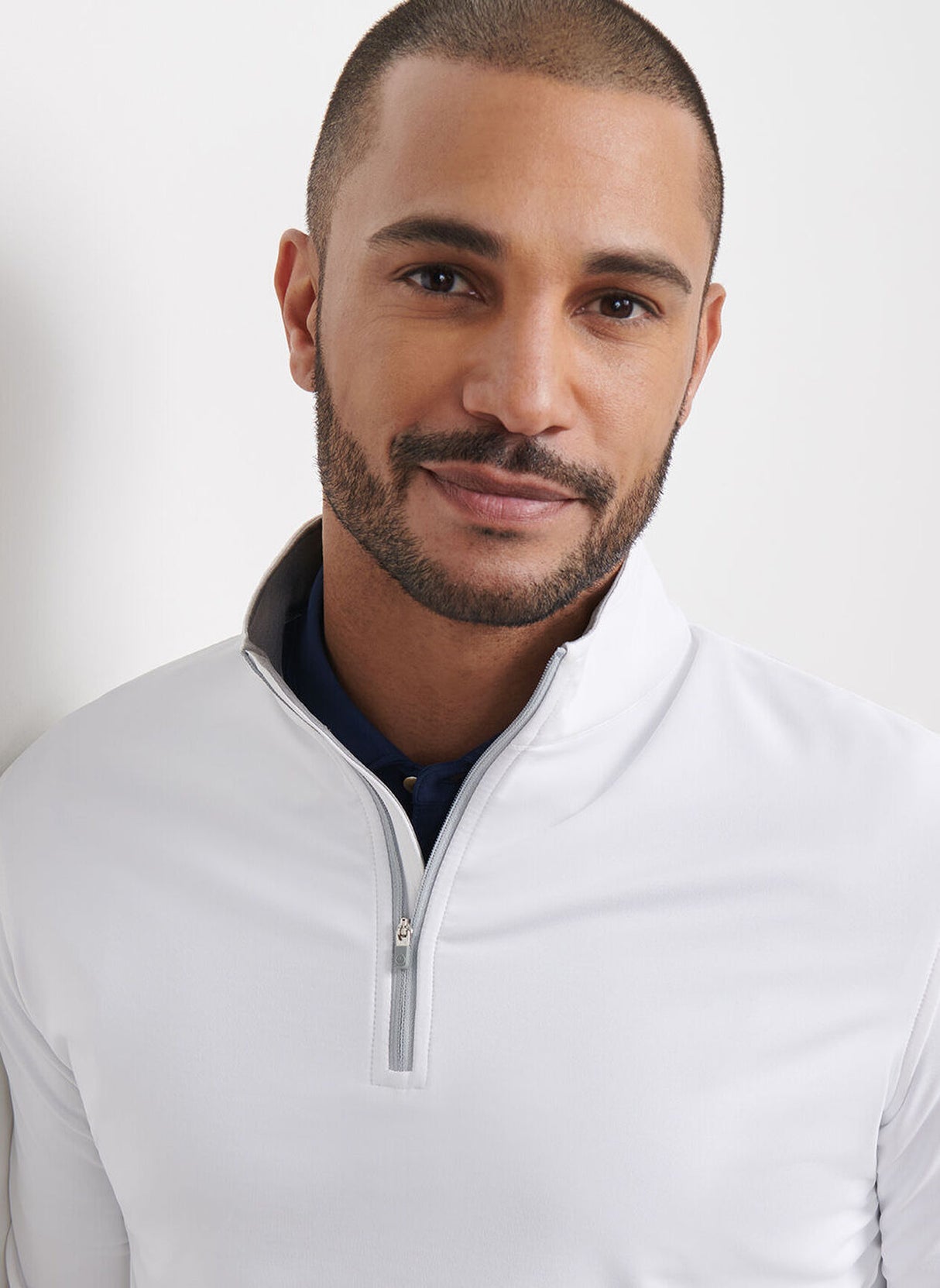 PETER MILLAR Perth Performance Quarter Zip Sweater - Mens - White