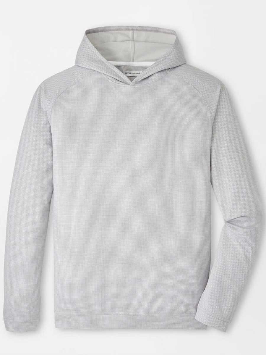 PETER MILLAR Pine Houndstooth Performance Golf Hoodie - Men's - Gale Grey