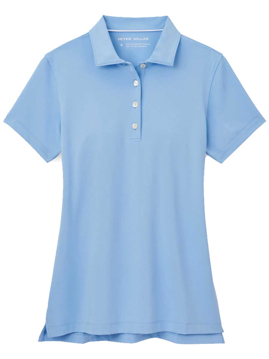 PETER MILLAR Short Sleeved Button Polo - Womens - Cottage Blue