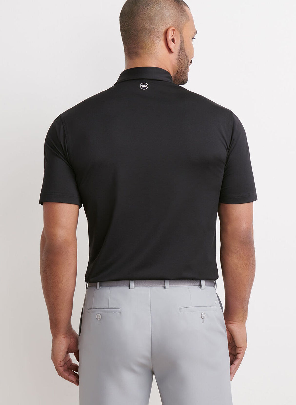 PETER MILLAR Solid Performance Jersey Polo Shirt - Men's Classic Fit - Black