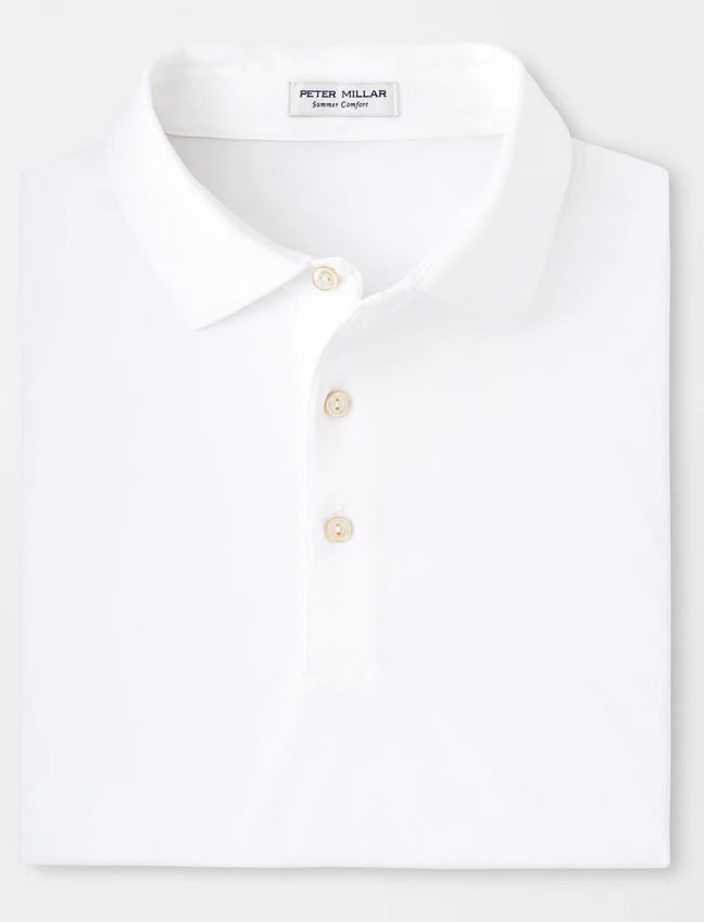 PETER MILLAR Solid Performance Jersey Polo Shirt - Men's Classic Fit - White