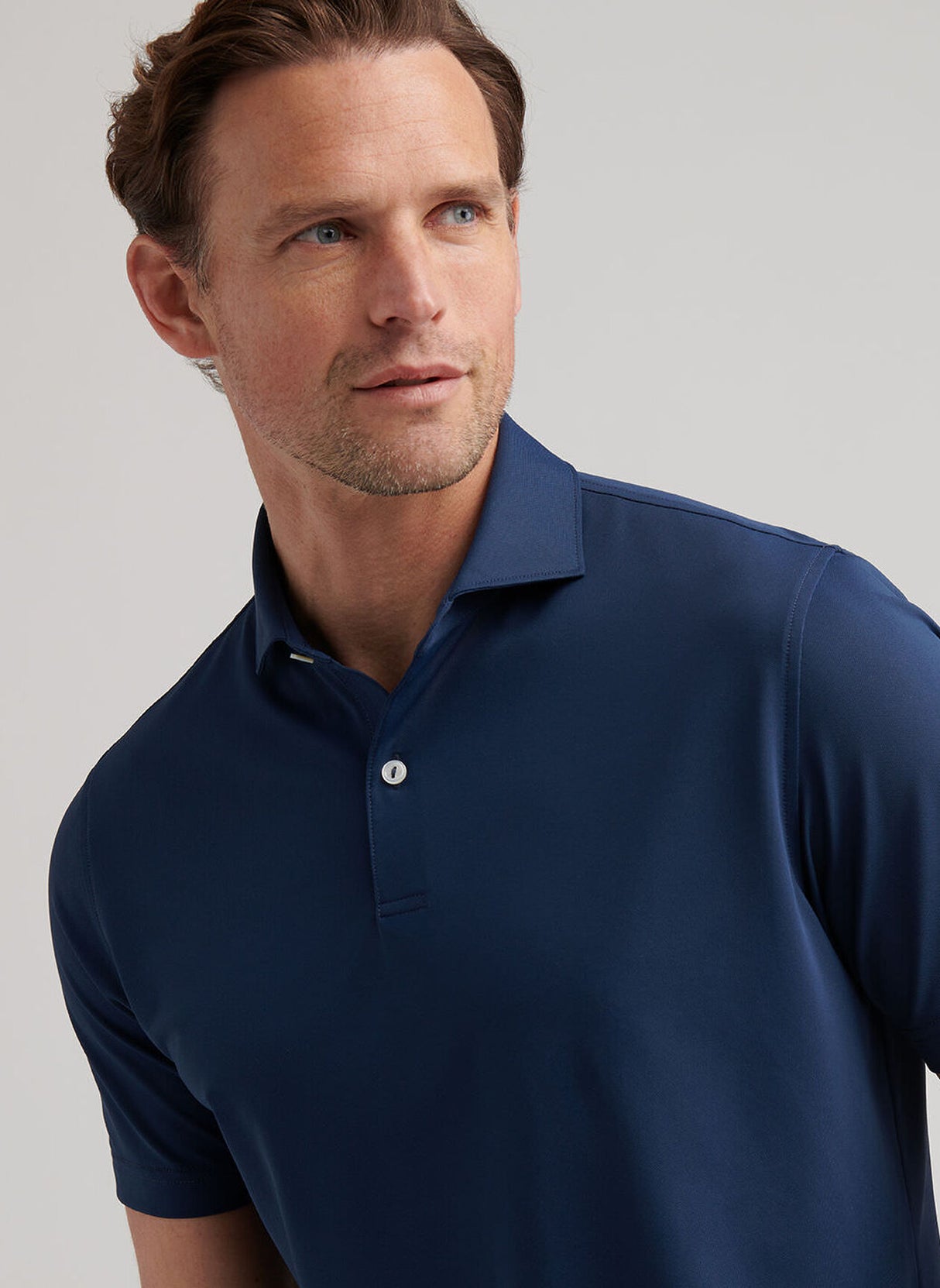 PETER MILLAR Soul Performance Mesh Polo Shirt - Men's Tailored Fit - Navy