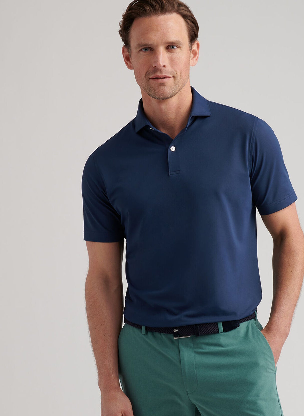 PETER MILLAR Soul Performance Mesh Polo Shirt - Men's Tailored Fit - Navy