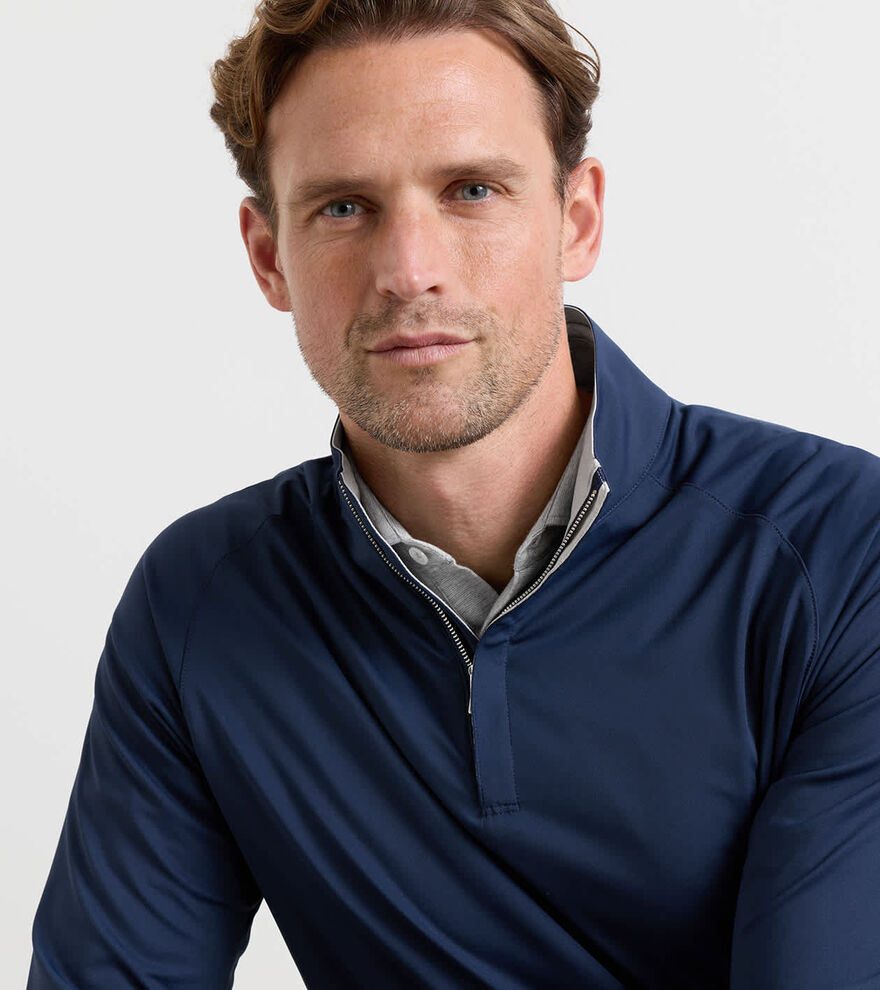 PETER MILLAR Stealth Performance Quarter Zip Sweater - Mens - Navy
