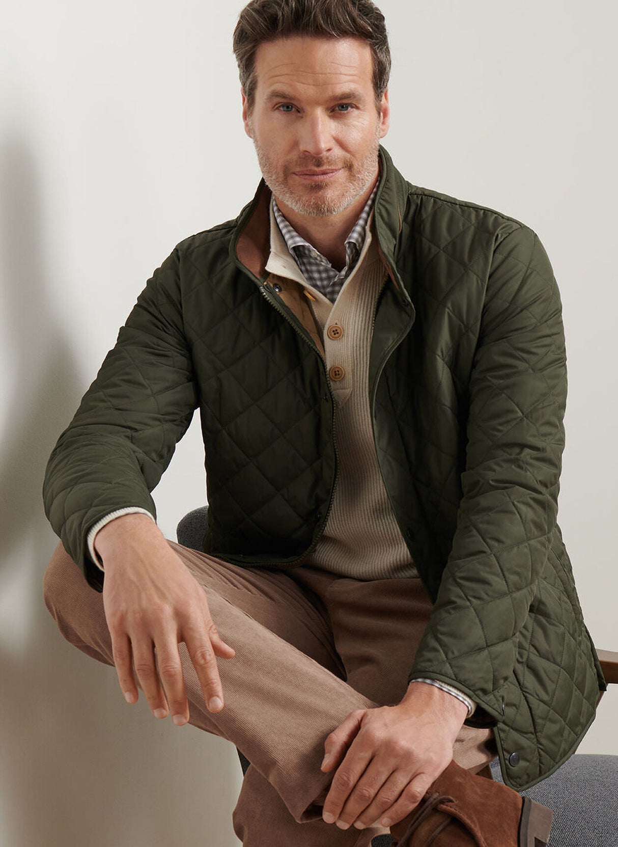 PETER MILLAR Suffolk Quilted Coat - Men's Classic Fit - Dark Olive