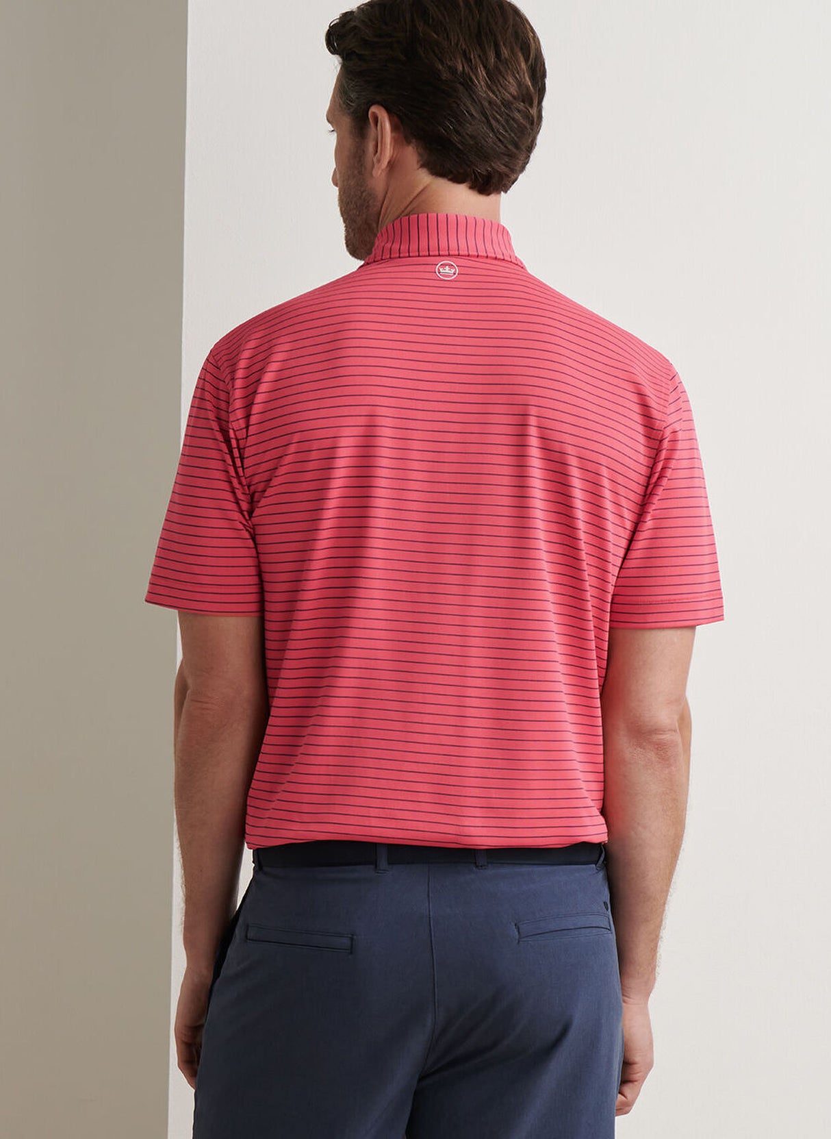 PETER MILLAR Winston Stripe Performance Mesh Polo Shirt – Men’s Classic Fit – Tango Pink