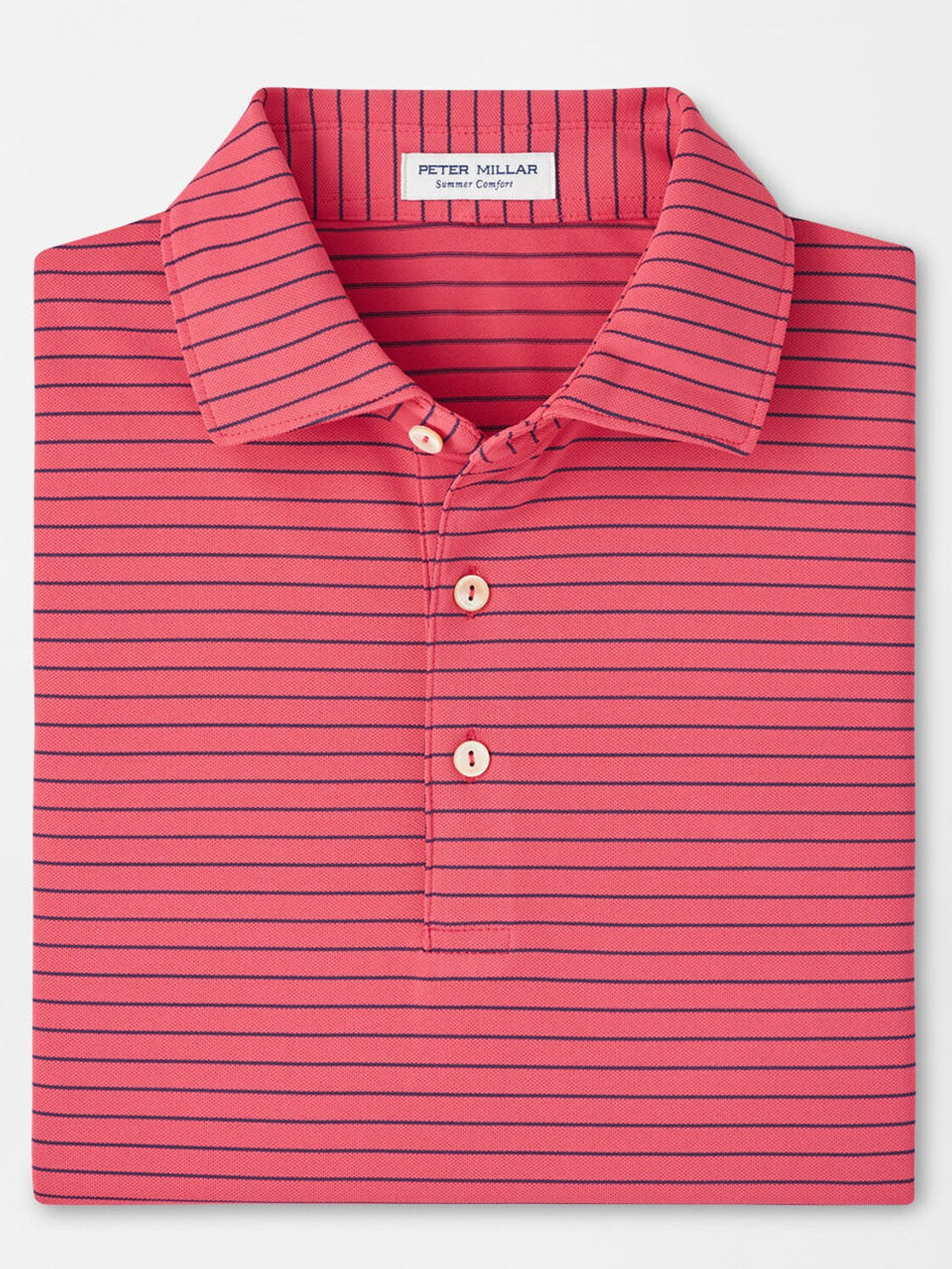 PETER MILLAR Winston Stripe Performance Mesh Polo Shirt – Men’s Classic Fit – Tango Pink