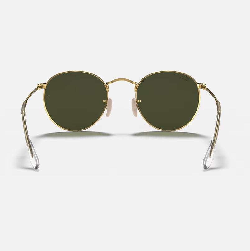 RAY-BAN Round Metal Sunglasses - Gold - Crystal Green Lens Ray-Ban