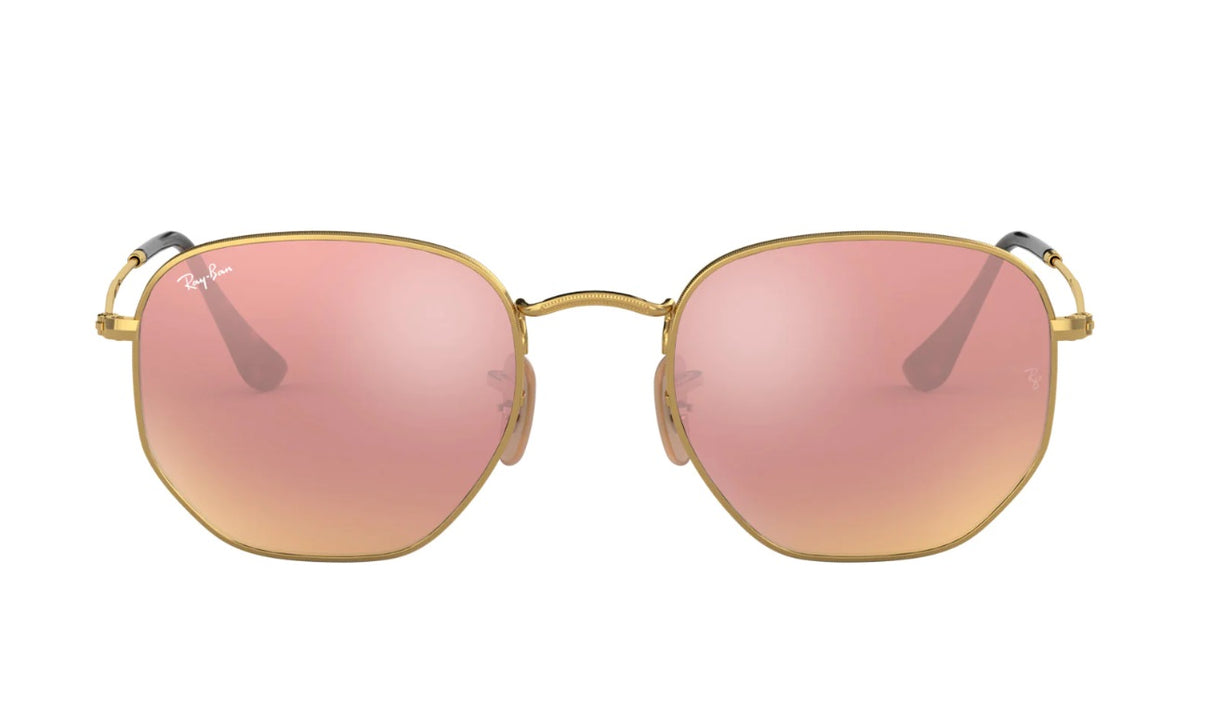 RAY-BAN Hexagonal Flat Lens Sunglasses - Gold - Copper Flash Lens Ray-Ban