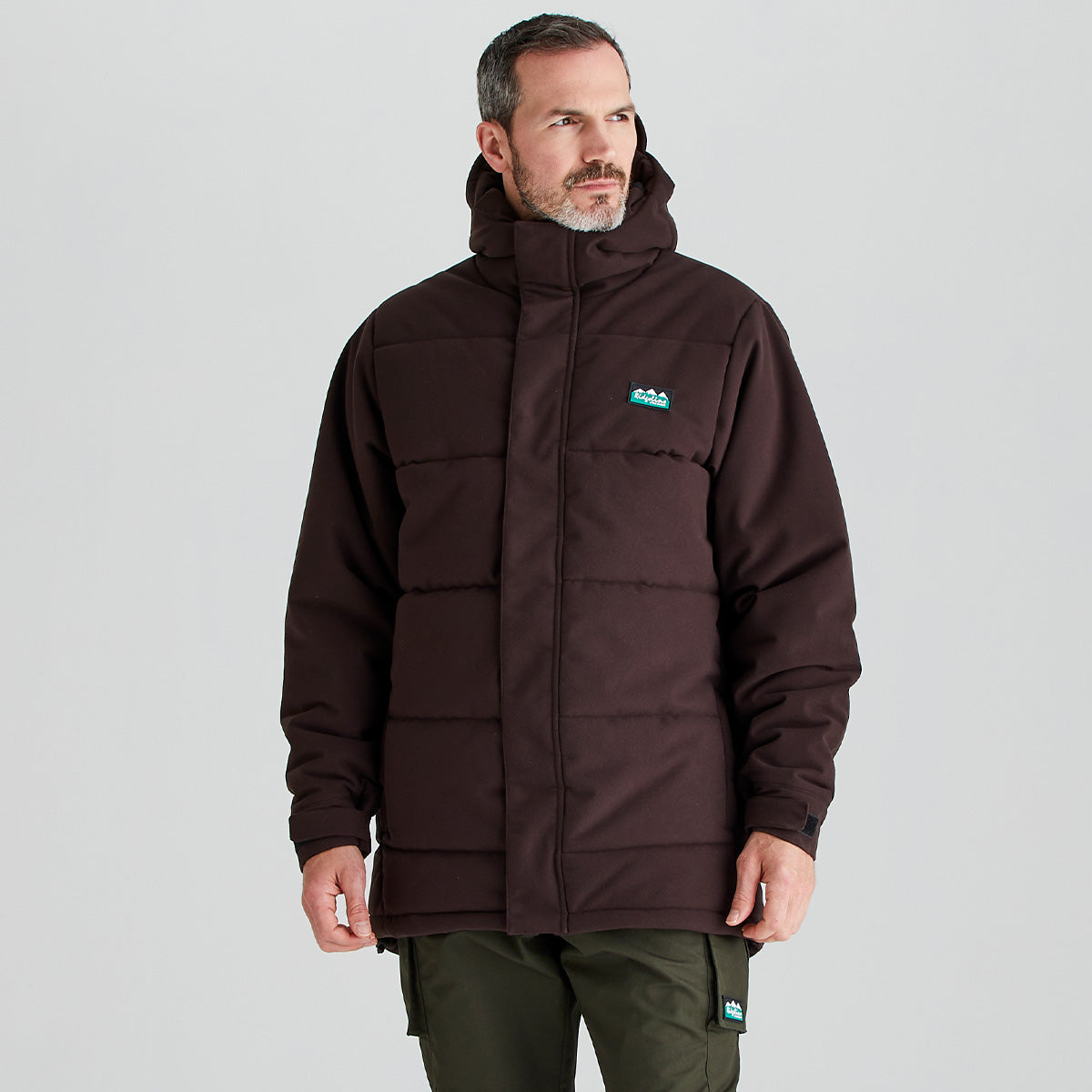 Ridgeline men's Tundra Thermal Jacket Deep Bark, front view