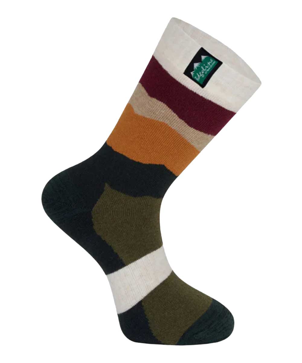 RIDGELINE Merino Wool Socks - Mid Length - Berry Stripes