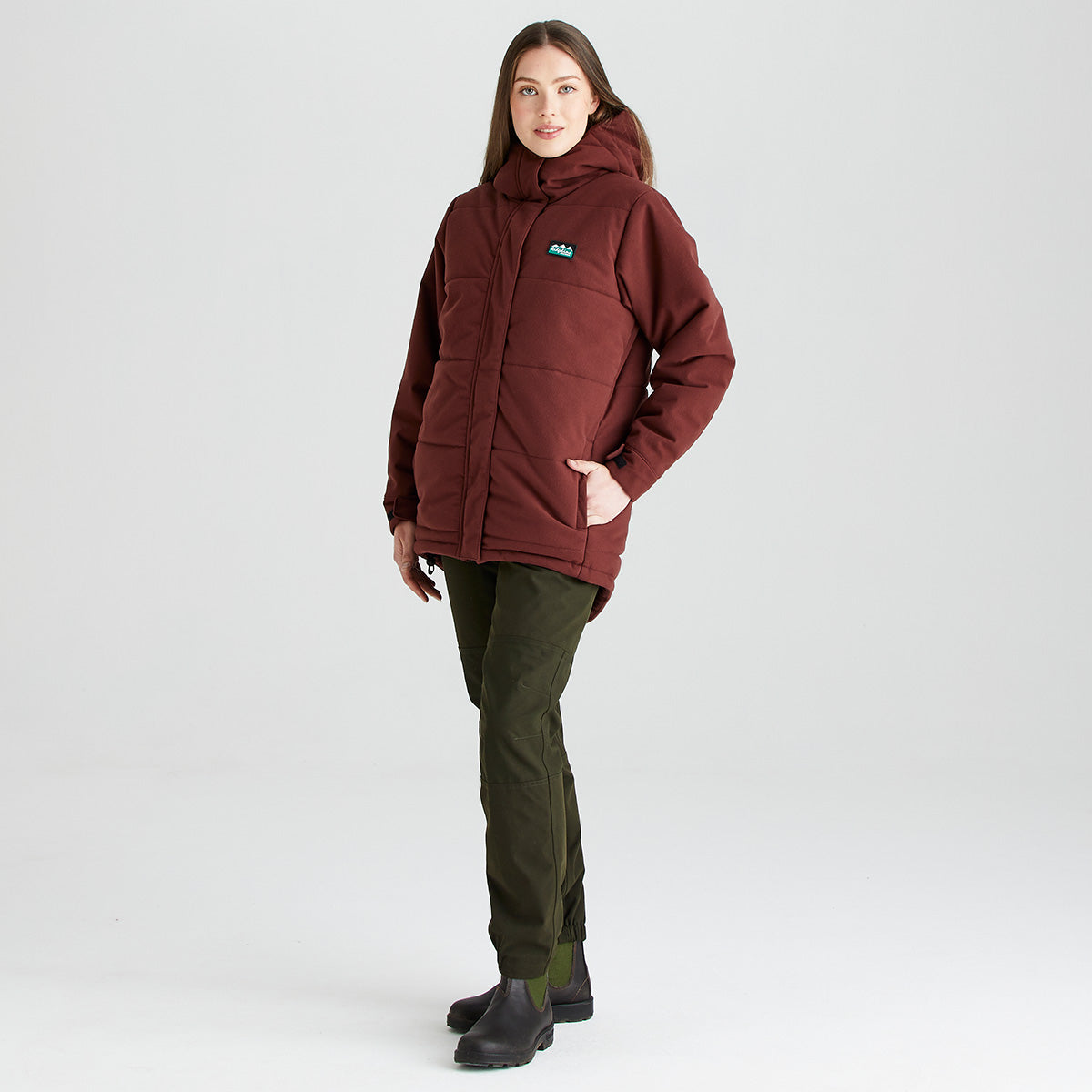 Ridgeline women's Taiga Thermal Jacket Oxblood, side view