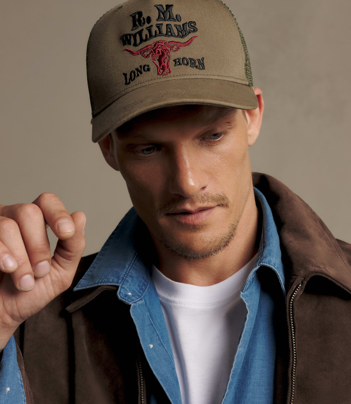 RM Williams R.M.W. Longhorn trucker cap - Dark Olive, product view 2