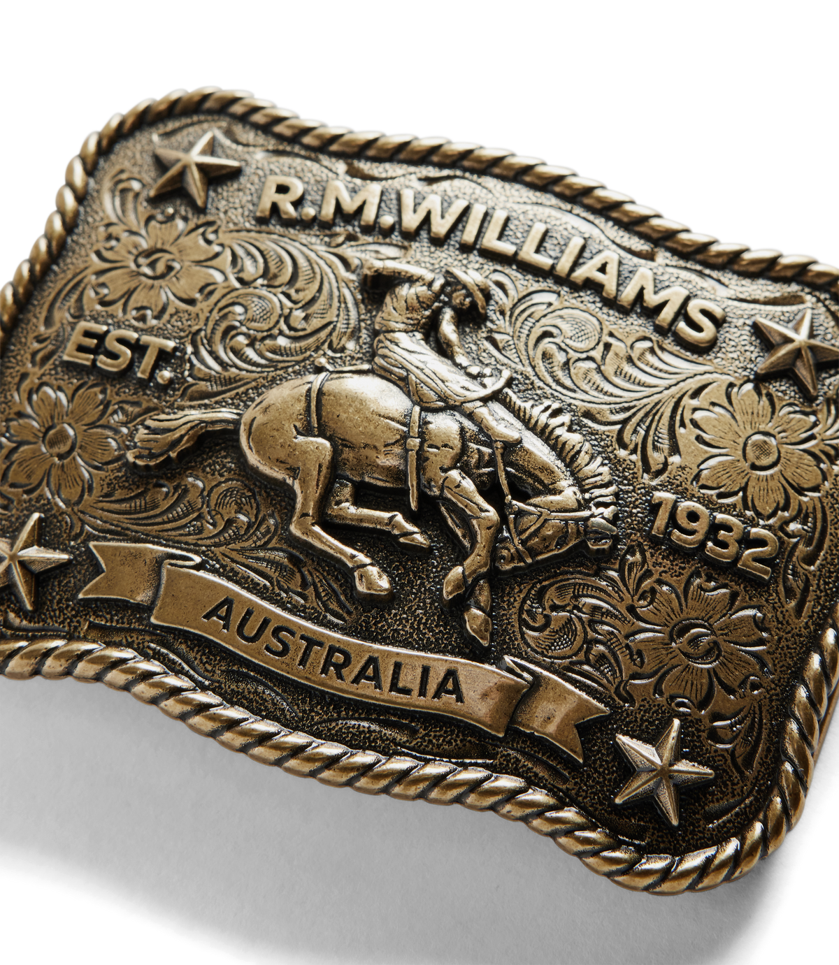 RM Williams Cloudbuster trophy buckle - Antique Brass, product view 5