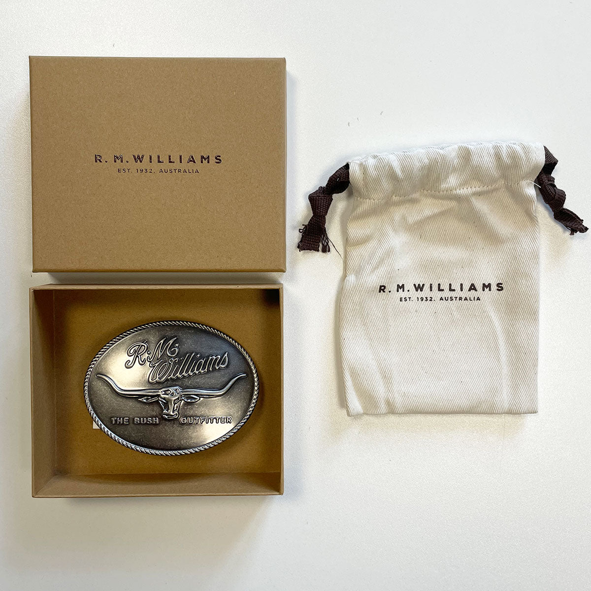 RM WILLIAMS Belt Buckle - Longhorn Trophy - Silver