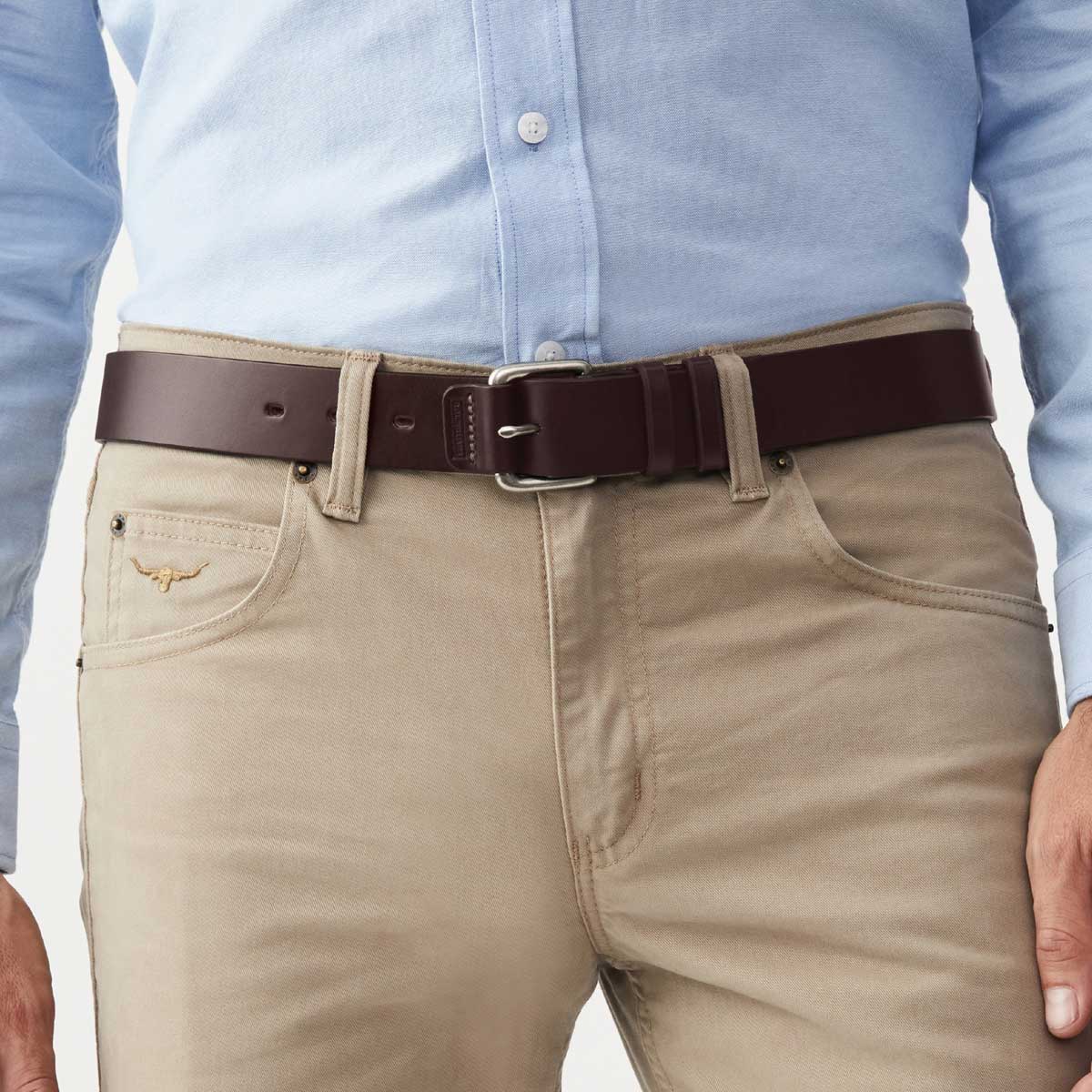 RM WILLIAMS Covered Buckle Belt - Men's CB096 Leather 1.5" - Chestnut