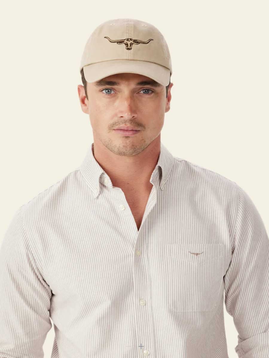 RM WILLIAMS Longhorn Twill Cap - Steers Head Logo - Ecru