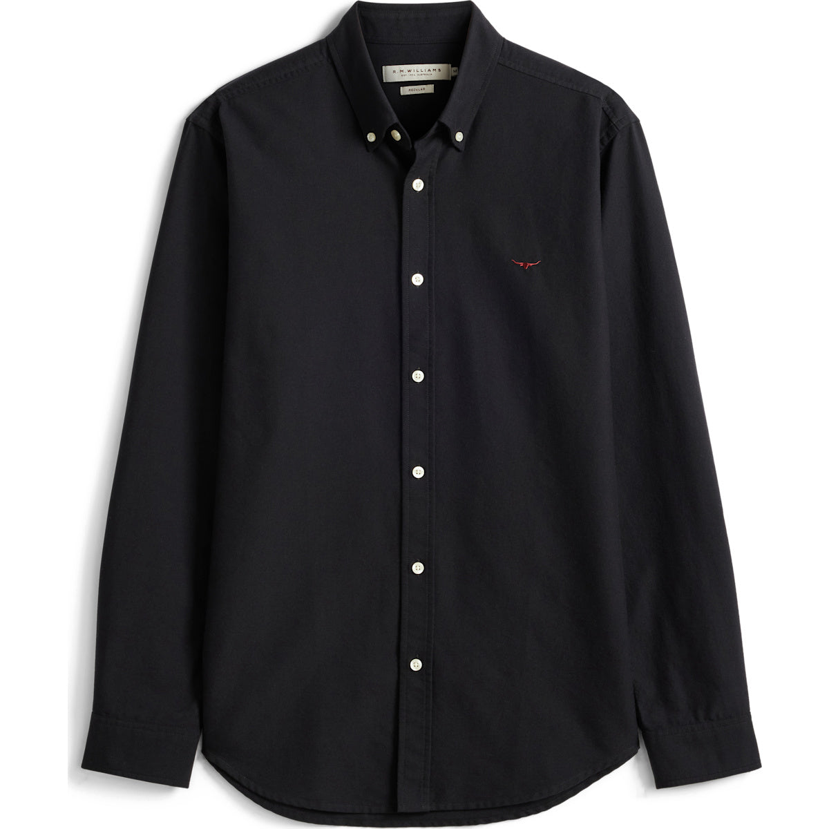 RM Williams Clapton Oxford Shirt in Black on white background