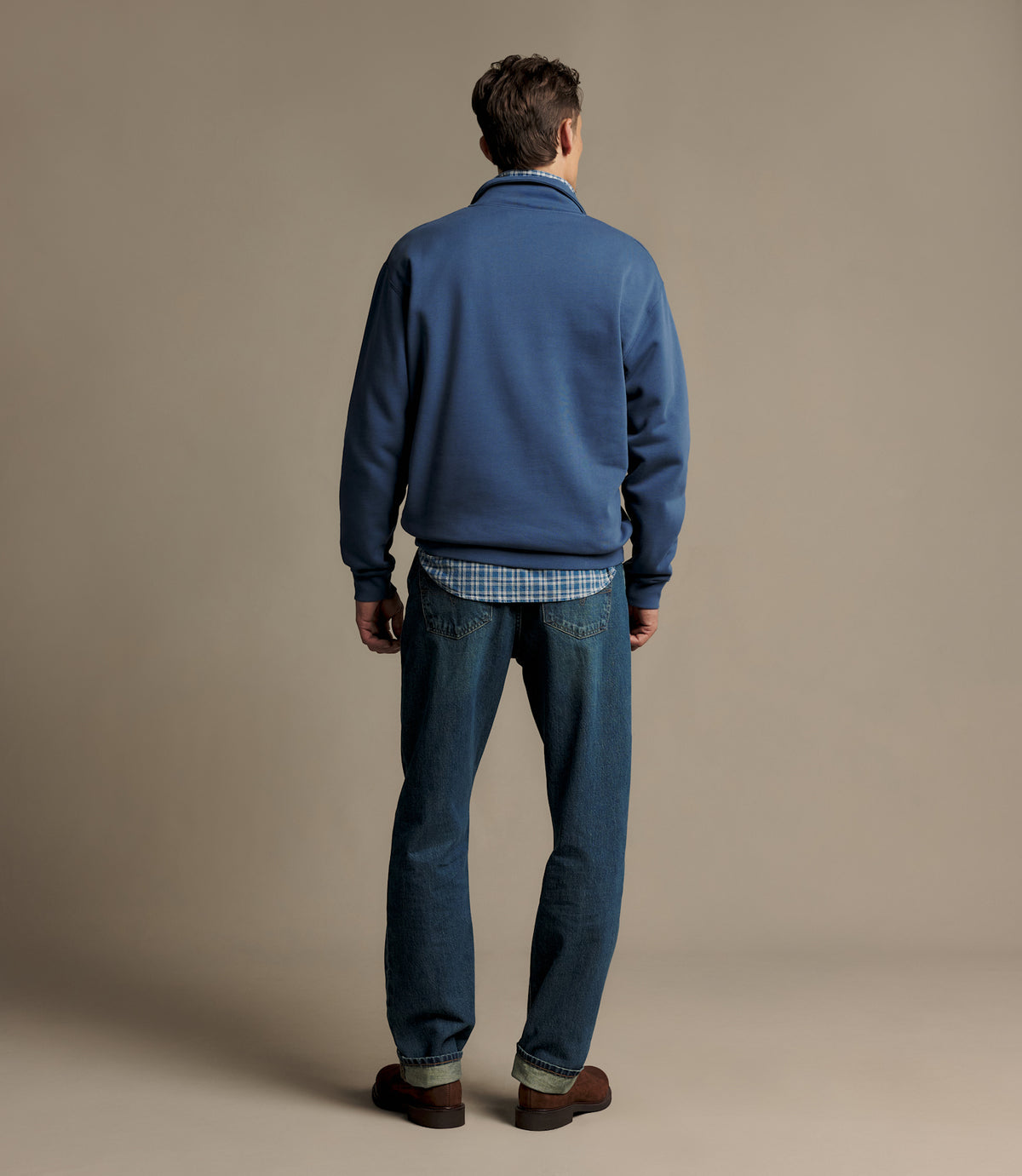 RM Williams Mulyungarie Quarter Zip Sweatshirt in Mid Blue - view 5
