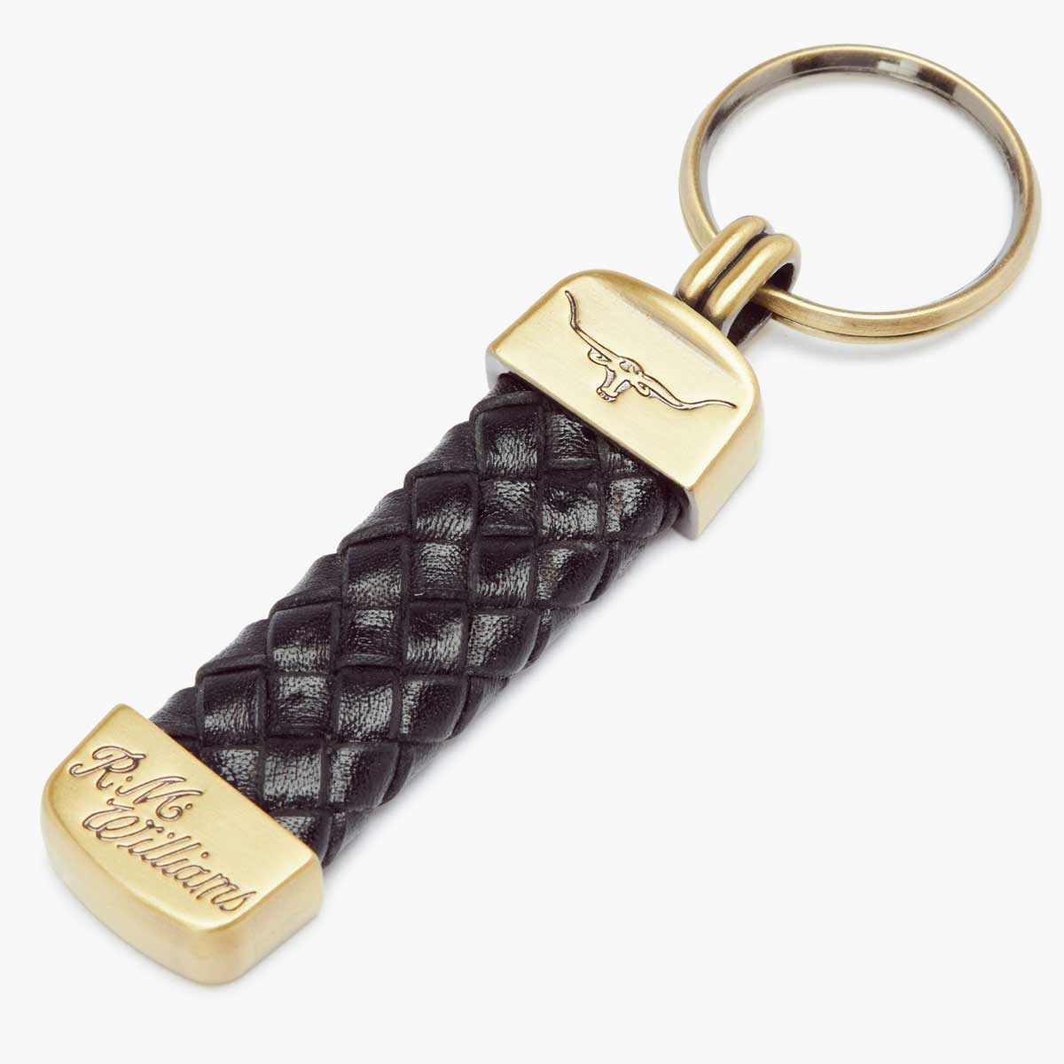 RM WILLIAMS Plaited Key Ring - Black & Brass
