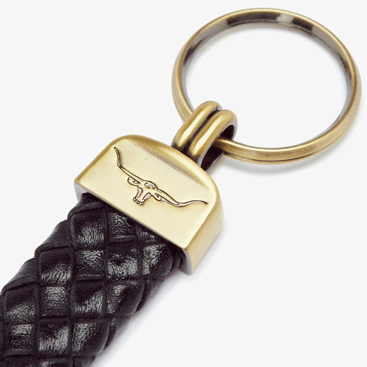 RM WILLIAMS Plaited Key Ring - Black & Brass