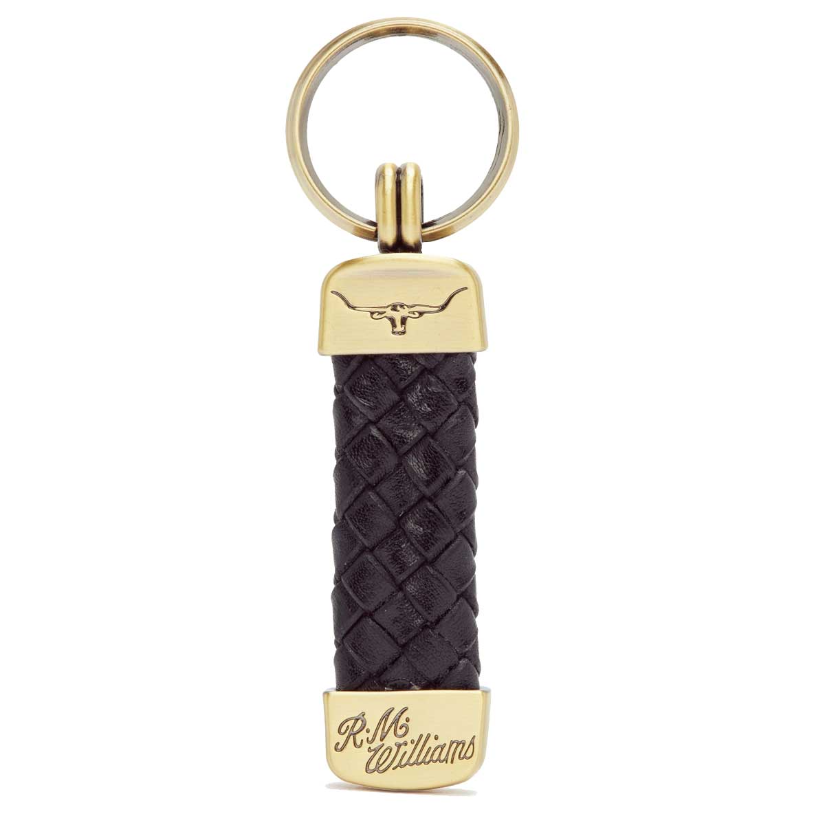 RM WILLIAMS Plaited Key Ring - Black & Brass