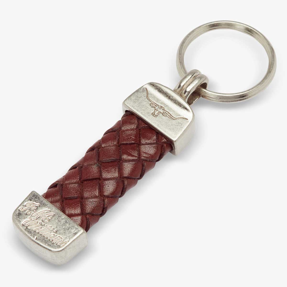 RM WILLIAMS Plaited Key Ring - Brown & Nickel