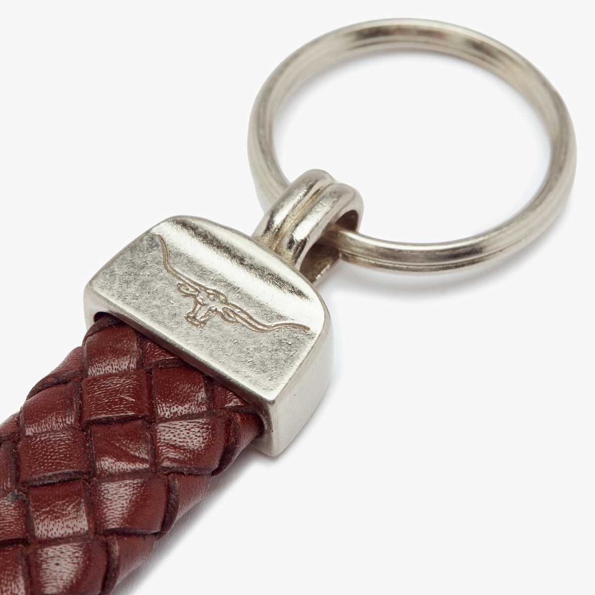 RM WILLIAMS Plaited Key Ring - Brown & Nickel