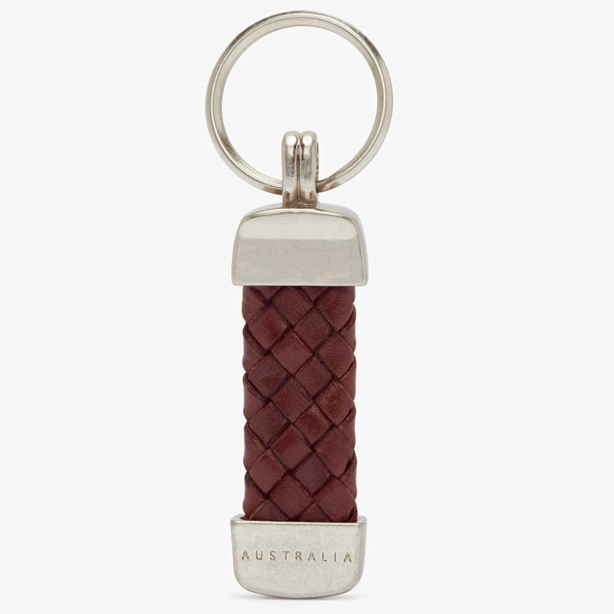 RM WILLIAMS Plaited Key Ring - Brown & Nickel