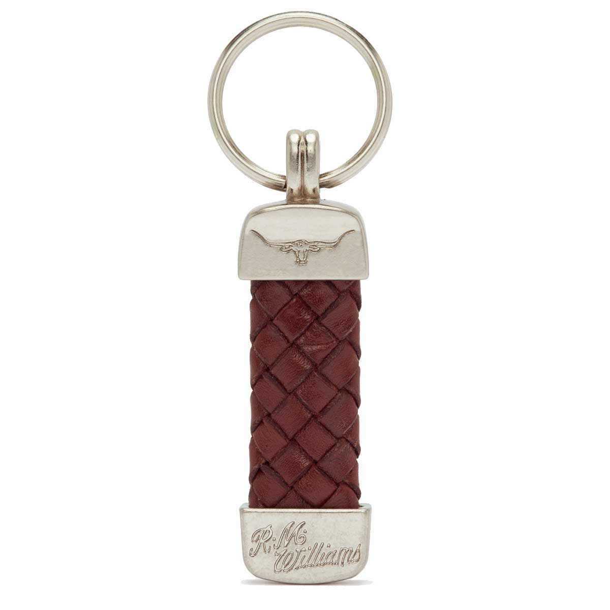 RM WILLIAMS Plaited Key Ring - Brown & Nickel